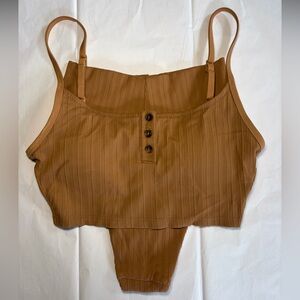 Aerie Ribbed Button-Front Scoop Bikini Set 👙